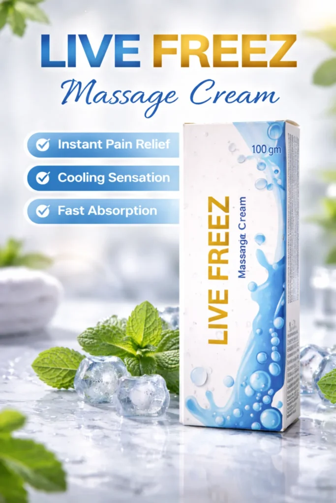 LIVE FREEEZ Massage Cream 100g – Cooling Muscle and Joint Pain Relief Cream